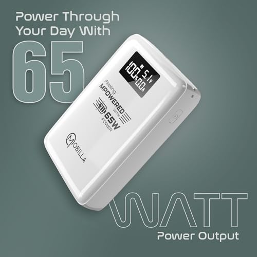 Image of MPower Z1 Powerbank | 65W Power Output with Laptop Charging | 15000mAh ReALmAh Battery | Dual Type-C & USB-A Ports | Real-Time Power Display | Multi-Layered Protection (White)