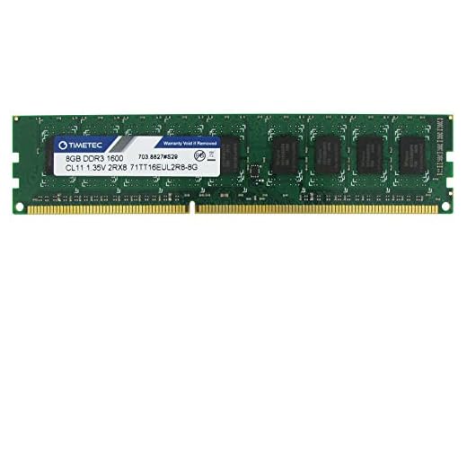 Timetec Hynix IC 8GB DDR3L 1600MHz PC3-12800 ECC sin búfer 1.35V CL11 2Rx8 Módulo de Memoria RAM de Servidor UDIMM de 240 Pines de Doble Rango Actualización (8GB)