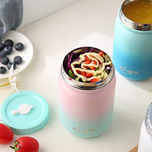 Zlins Cup With Straw And Lid,Iced Coffee Travel Mug,Stainless Steel Drinking Tumbler,Insulated Reusable Metal Cup,Hot Cold For Smoothie, Milkshake,Cocktails,14Oz(Pink/Blue) #TOP5