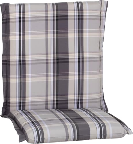 Beo® Ascot Niedriglehner Gartenstuhl-Auflagen | Waschbar in Maschine | Atmungsaktive Sitzkissen Outdoor mit Reißverschluss | Karo beige | Made in EU nach Öko-Tex Standard | UV-beständig