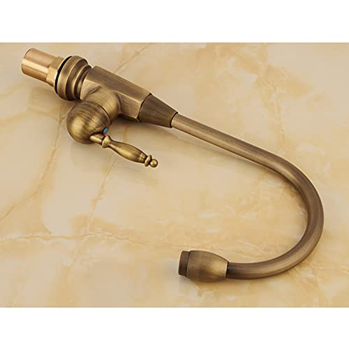 Robinet compatible avec évier de cuisine 1 trou mitigeur rétro laiton - 4
