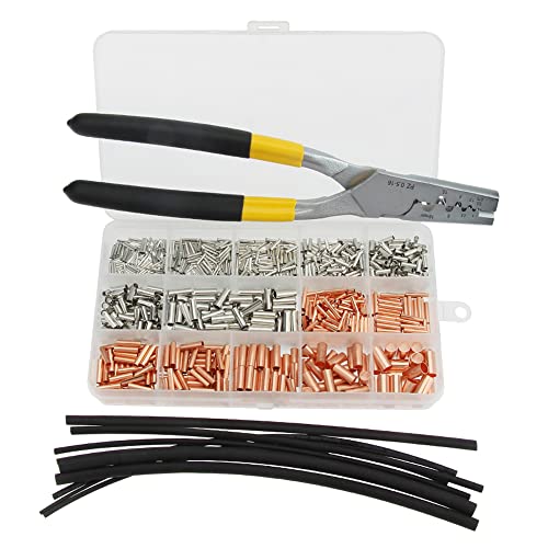 ERYUE Conjunto de terminais de cobre 970 peças Kit de terminais de tubo de cobre com terminais de ca
