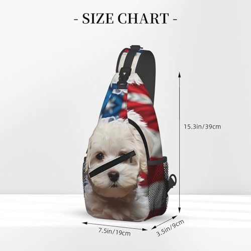 Bolso bandolera unisex con estampado de perro blanco miniatura 3