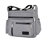 Wxnow Purses and Shoulder Handbags for Women Casual Travel Bag Messenger Cross Body Crossbody Bag Oxford Nylon Bags Purses Light Grey