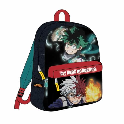 Mochila Casual de My Hero Academia - Color Negro, Rojo y Verde -