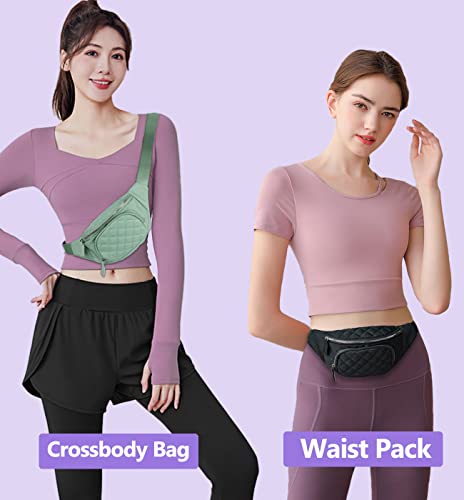 Crossbody Fanny Pack For Women,Fashionable Waist Pack Purse Cute Belt Bags For Teen Girls,Fashion Gifts Bum Bag Fannie Pack For Travel Running Walking,Carrying All Phones,Wallet (Black) #TOP2