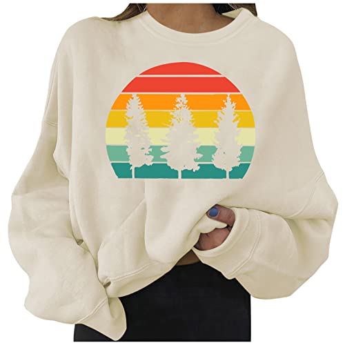 Women's Sweater, Plus Size Tops Cotton Long Sleeve Shirt Women T-Shirts Ladies Casual Print Round Neck Loose Oversized Sweatshirt Shirt Vs Tunics 4X 3X Women's Tops Pack Lifeisgood (XL, Beige)