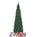 COSTWAY Albero di Natale Slim 150/180/210/240/270 cm, Albero di Natale Artificiale con 220/400/700/1000/1500 Rami e Base in Metallo, Decorazioni Natalizie per Casa e Negozio (210 CM)