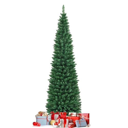 COSTWAY Albero di Natale Slim 150/180/210/240/270 cm, Albero...
