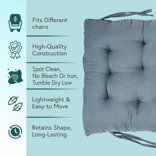 Image of Kuber Industries 18x48 Inch Microfiber Comfy Long Rocking Chair Cushion with Ties | Bench Back Thick Seat Pad Comfortable Handmade Quilts | Gray