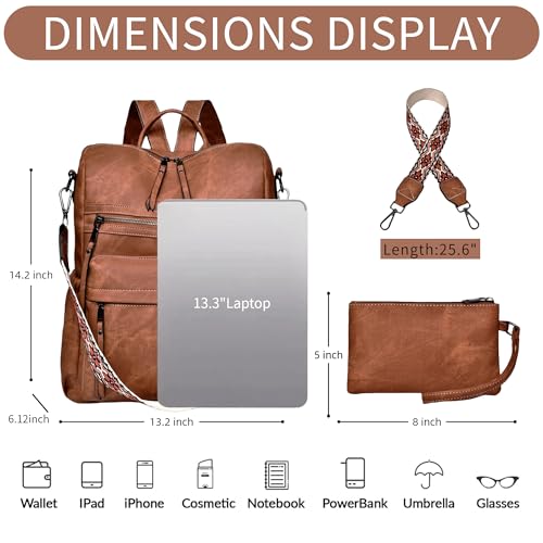 Image of Dora & Liz Womens Backpack Purse Leather Backpack Purse for Women Travel Fashion Backpack Designer Ladies Shoulder Bags