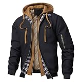 Bomberjacke Herren Winterjacke mit Kapuze Winter Arbeitsjacke Outdoorjacke...