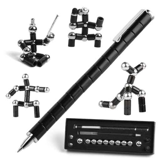 Toy Pen, Decompression Magnetic Metal Pen, Multifunction Writing Magnet Ballpoint Pen, Gift for Kids or Friends (Black)