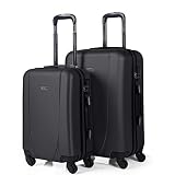 maleta basica iberia Juego Maletas ABS - Juego de Maletas de Viaje Rígidas, ligeras y resistentes a los golpes. Set Trolley 4 ruedas y giratorias 360º Ruedas dobles grandes giratorias 360°. Forro interior. Conjunto Perfecto Equipaje avión. Mango telescópico con botón de bloqueo.