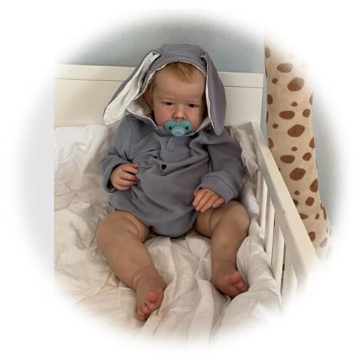 Reborn Puppe Junge 20 Zoll 50 cm Realistischer neugeborener Puppen Baby Weicher Stoffkörper Baby-Kleinkind-Puppenspielzeug Handgefertigtes Geburtstagsgeschenk für Kinder ab 3 Jahren