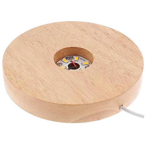 VALICLUD Kristallkugelhalter Aus Holz Led-sockelleuchte Beleuchteter Ausstellungsständer Runder Display-sockel Mit Warmem Licht Stabil Für...
