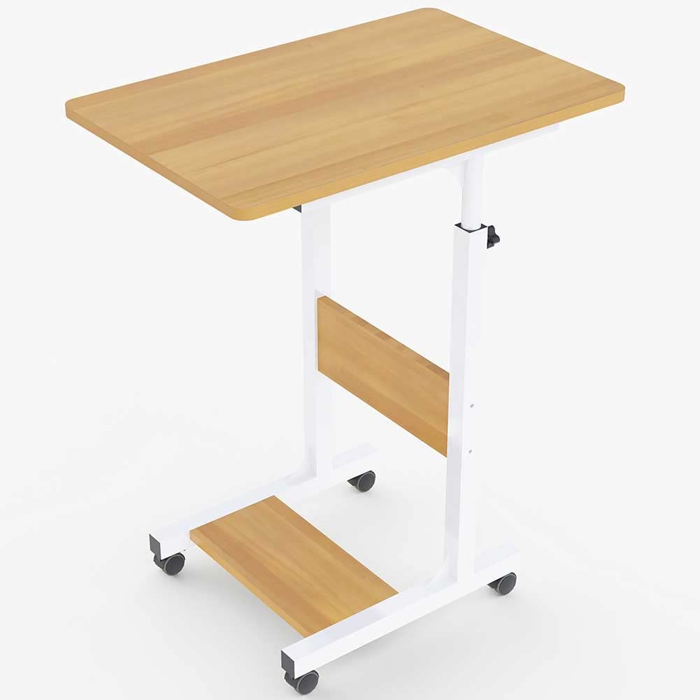 BAKAJI Escritorio Mesa de Trabajo Porta PC Ordenador Altura Regulable Mesa sofá con Tablero y Estante Inferior de Madera MDF Estructura Metal diseño Moderno 60 x 40 x 86 cm (Roble)