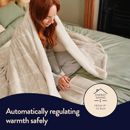 Dreamland Nap Time Heated Electric Blanket – Ultra Soft Velvet Sherpa with 6 Heat Settings, Fast 5-Minute Preheat, Intelliheat Auto Timer, Machine Washable, Large Size 180 x 135 cm – Geometric Grey - Image 4