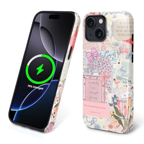 TAMEFOX Case for iPhone 15 Plus,[Compatible with MagSafe],Anti Drop Scratch Protective Magnetic Cover for Women Girl-Cute Floral Girly Aesthetic Collage