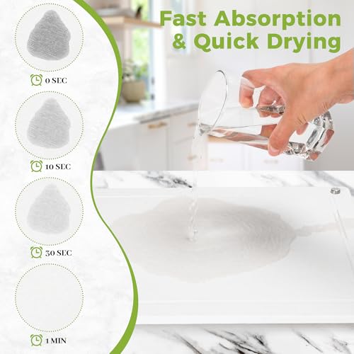 Zinovo Stone Dish Drying Mats for Kitchen Counter, Quick Dry Water-Absorbent Diatomaceous,Non-slip Bracket,Heat Resistant, Faucet Mat for Sink/Washbasin, for Cups /Bottles/Plants,15.6"L x 11.8"W,White by Zinovo - Image 2