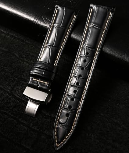REZERO Leather Watch Band Quick Release Watch Strap, Luxury Italian Replacement Leather Watch Bands Embossed Alligator Grain-19mm 20mm 21mm 22mm