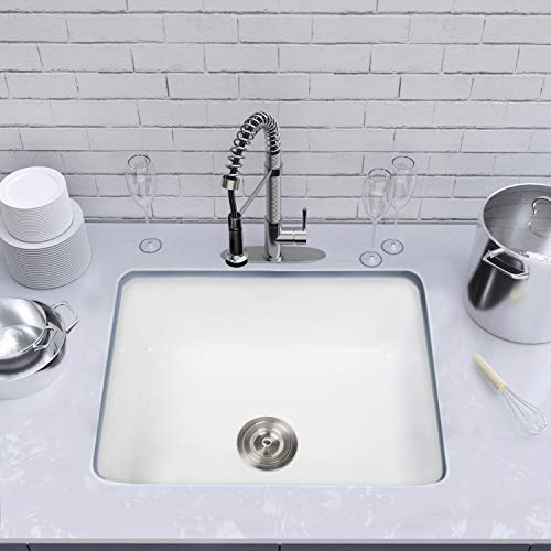 24 Undermount Kitchen Sink - Enbol 24X18 Inch Undermount White Porcelain Kitchen Sink Single Bowl With Strainer Pu2318 #TOP2