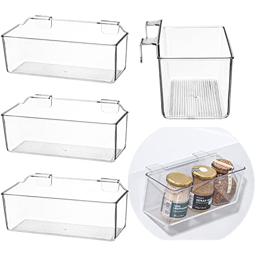 Kingrol 4 Pack Over The Cabinet Door Organizer Bins, Wall Hanging Baskets, Multi-Purpose Plastic Storage Bins For Kitchen Pantry Closet Bathroom, 10 X 3.9 X 3.9 Inch #TOP29