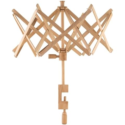 Inanosa 24" Beechwood Umbrella Yarn Swift | Hand Operated Wooden Yarn Swift | Yarn Ball Winder - Brown, 1pc Cover