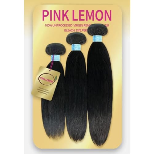 Pink Lemon Virgin Human Hair Weave 3 Bundles Straight (NATURAL, 18'20'22')
