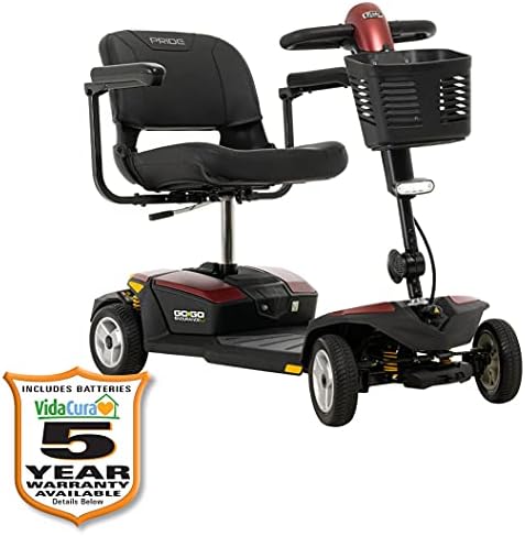 Pride Go-Go Endurance Li (Lithium Battery) Mobility Scooter, Garnet Red w/Avail Ext Warr (20″W × 18″D (16″H) Seat, 8Ah Lithium-ion Battery)