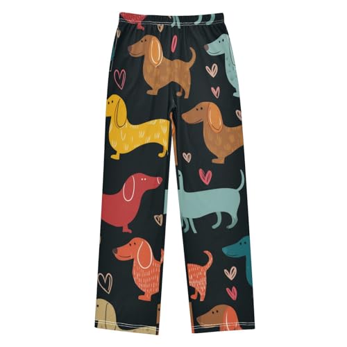 Dachshund Dog Love Boys Long Pants Soft Trousers Elastic Waist Kids Lounge Bottoms with Pockets S-XL