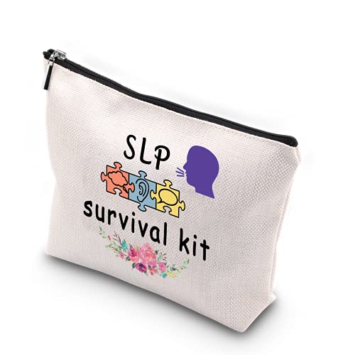 WCGXKO SLP Survival Kit Speech Therapist Gift Zipper Pouch Makeup Bag for Speech Language Pathologist (SLP Survival)