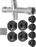 RC Wheel Hex Adapter, 12mm 1/10 RC Car Truck Wheel Hex Adapter + rutschfeste Mutter + Schraube + Kreuzschlüssel RC Modell Spielzeugteil(Schwarz)