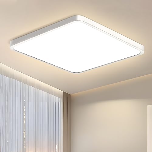 inShareplus 12 inch LED Ceiling Lights, CRI 90 Sqaure 24W 2800K Warm White, 0.94 inch Ultra Thin, 3200LM Super Bright Ceiling Lamp Fixture, IP 40 Lights for Bedroom, Kitchen, Classroom, Office
