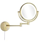 DOWRY 8 Inch Wall Mounted Vanity Makeup Mirror with LED Lighted,360 Swivel Double-Sided 10X Magni...