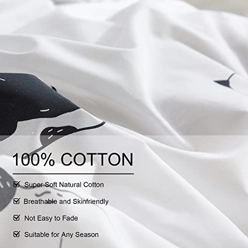 Ivellow Queen Duvet Cover Set 100% Cotton Animal Cat Printed White Duvet Cover Cute Bedding Set 3Pcs Ultra Soft Breathable Kids Duvet Cover Patterned Cartoon Comforter Cover Boys Girls Toddler Teen #TOP3