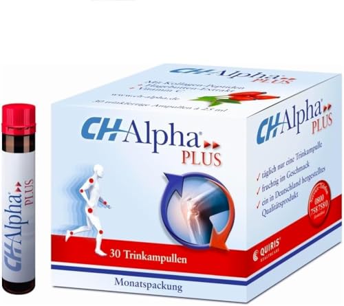 CH-Alpha Plus Collagen Drink Supplement 30 Ampoules Joint Support with Vitamin C Gluten Free Lactose Free Monthly Pack for Cartilage Health and Flexibility