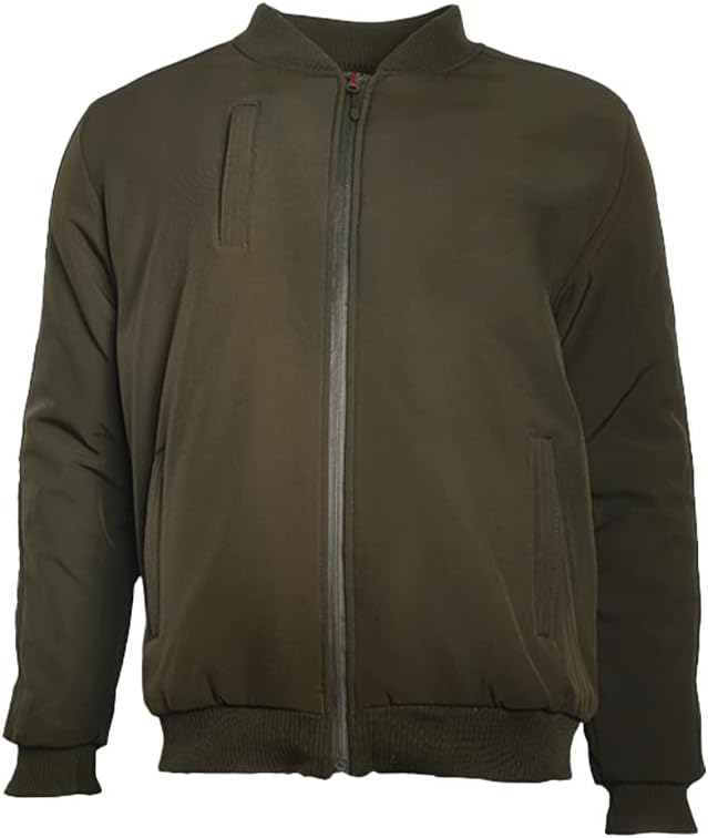 Mens Multi Pocket Water Resistant Industrial Uniform Quilted Bomber Work Jacket (Olive, S)