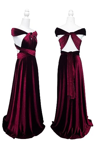 Image of Velvet Infinity Dress with Bandeau, Convertible Bridesmaid Dresses, Multiway Wrap Maxi Long Formal Wedding Guest Dress