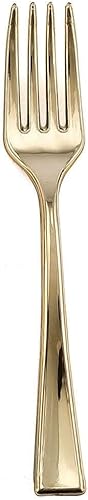 Miniatura 7 de Efavormart - Tenedor de plástico dorado de 4 pulgadas, 24 unidades, tenedor de plástico para ensalada, tenedor dorado para tartas