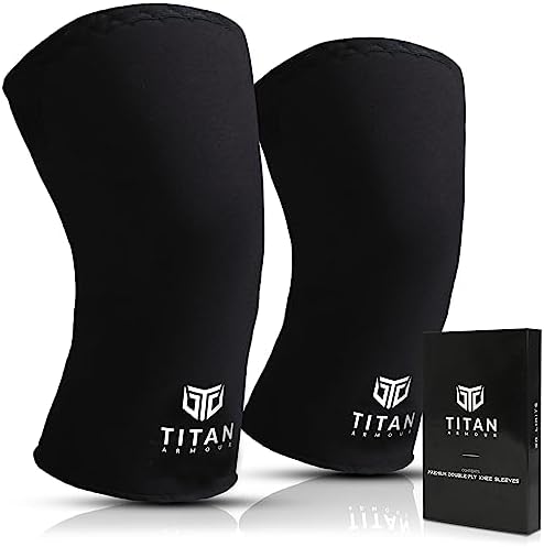 Titan Armour® Premium Knee Sleeves Weight Lifting | 7mm Double-Ply Neoprene | Knee Compression Sleeve for Support & Protection | Knee Support Sleeves for Powerlifting, Squats, Crossfit, Strongman |