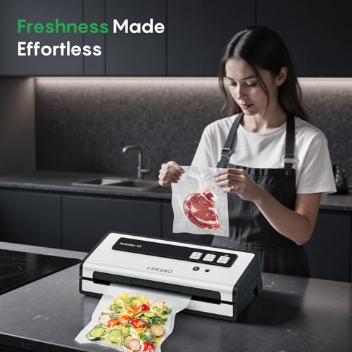 FRESKO Vacuum Sealer Machine with Automatic Bag Detection, Double Heat Seal, Compact Food Sealer, Easy to Use, Starter Kit - Thumbnail 2