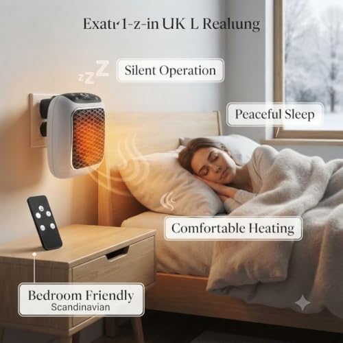 Image of Wall Mounted Electric Convector Heater 800W Silent Infrared Room Warmer Space Saving Design for Bedroom Bathroom Office