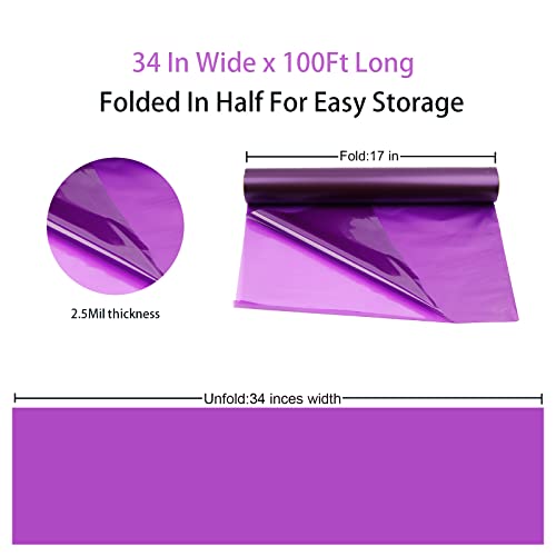 CMFYHM Rolo de celofane violeta, colorido para violoncelo, 86 cm de largura x 30 m de comprimento, p