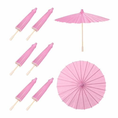 Parapluie en papier huilé rose de 30,5 cm comme cadeau d'invité original pour mariage