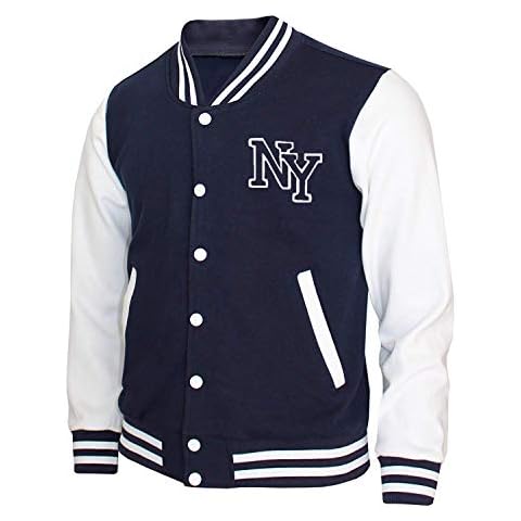 SKY-SELLER High School Men’s Varsity Bomber Jacket - NY Baseball Jacket - Blue Bomber Jacket Cover