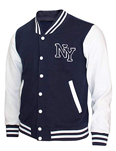 LP-FACON Ny Bomber Jacket Veste polaire College Baseball Varsity High School Letterman, Bleu marine...