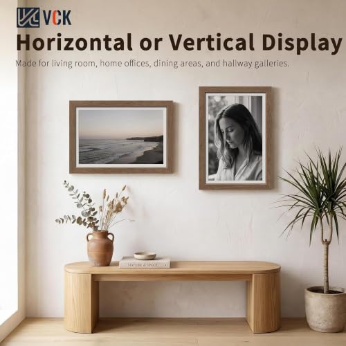 Image of VCK 12x18 Picture Frame 5 Pack, Walnut Exclusive Wood, HD Glass, for Print