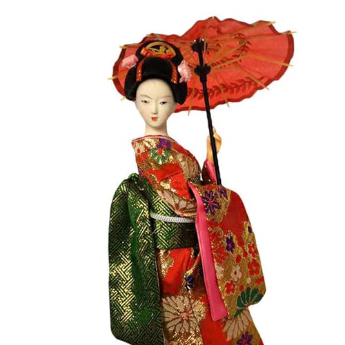 Fenteer Ethnic Japanese Geisha Dolls, Asian Geisha Doll, Free Standing Sculpture Girl Statue, Kimono Dolls for Tabletop Shelf Decor, Style D