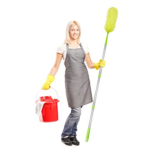 Sumind 153 cm Electrostatic Duster Fluffy Microfiber Cleaning Duster, Static Bendable Green Duster with Detachable Long Pole for Home, Office and Cars - Thumbnail 7